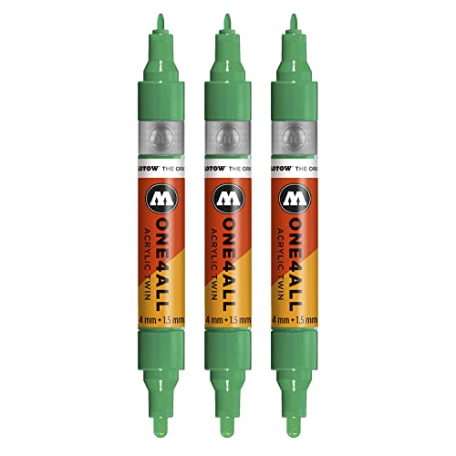 Molotow One4All Acrylic Twin Marker (Strichstärke 1.5 mm und 4 mm, hochdeckend und permanent) 3 Stück Farbe 235 türkis von Molotow
