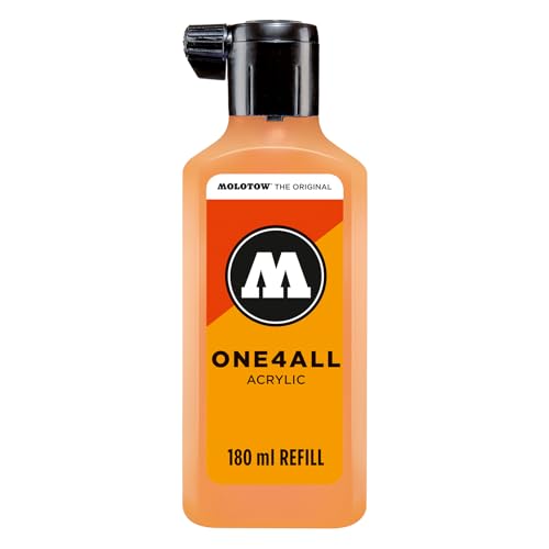 Molotow One4All Refill Acryl 180ml (Tinte zum Nachfüllen von Acrylmarkern, hochdeckend und permanent, schnell trocknend, für fast alle Untergründe) 241 goldfisch von Molotow