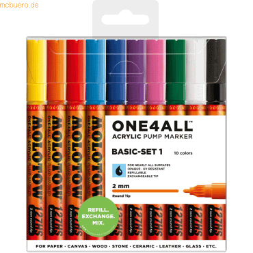 Molotow Permanentmarker One4All 127 HS nachfüllbar 2mm sortiert VE=10 Molotow Permanentmarker One4All 127 HS nachfüllbar 2mm sortiert VE=10 von Molotow