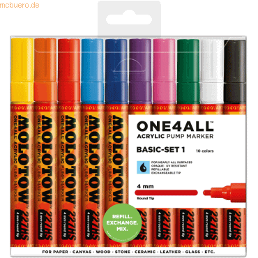 Molotow Permanentmarker One4All 227 HS nachfüllbar 4mm sortiert VE=10 Molotow Permanentmarker One4All 227 HS nachfüllbar 4mm sortiert VE=10 von Molotow