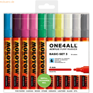 Molotow Permanentmarker One4All 227 HS nachfüllbar 4mm sortiert VE=10 Molotow Permanentmarker One4All 227 HS nachfüllbar 4mm sortiert VE=10 von Molotow
