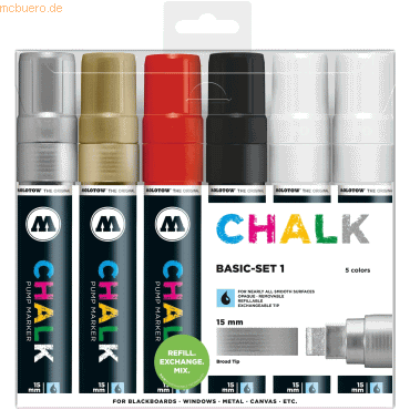 Molotow Windowmarker Chalk 15mm Basic-Set 1 nachfüllbar VE=6 Stück (so Molotow Windowmarker Chalk 15mm Basic-Set 1 nachfüllbar VE=6 Stück (so von Molotow