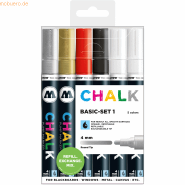 Molotow Windowmarker Chalk 4mm Basic-Set 1 nachfüllbar VE=6 Stück (sor Molotow Windowmarker Chalk 4mm Basic-Set 1 nachfüllbar VE=6 Stück (sor von Molotow