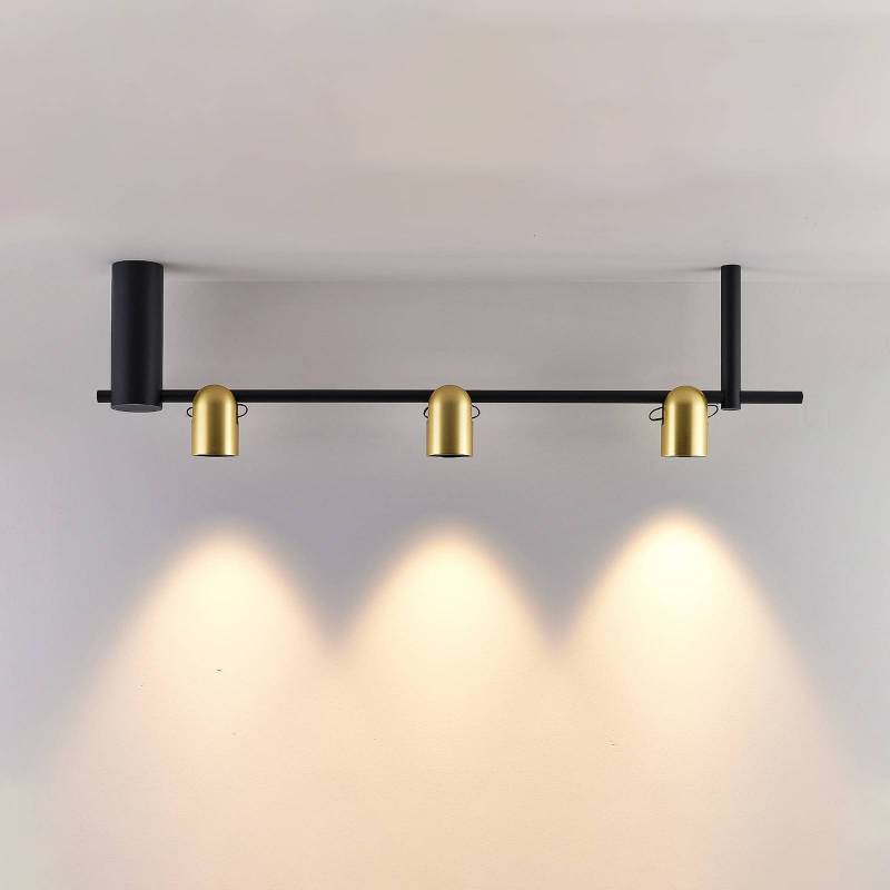 Molto Luce Hängelampe Nuun SD, schwarz/goldfarben, 3-flg. von Molto Luce