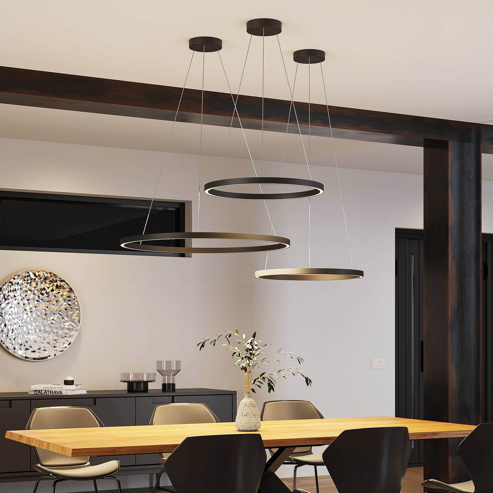 Molto Luce LED-Hängelampe Perfora, schwarz, Ø 90 cm, Alu Molto Luce LED-Hängelampe Perfora, schwarz, Ø 90 cm, Alu von Molto Luce