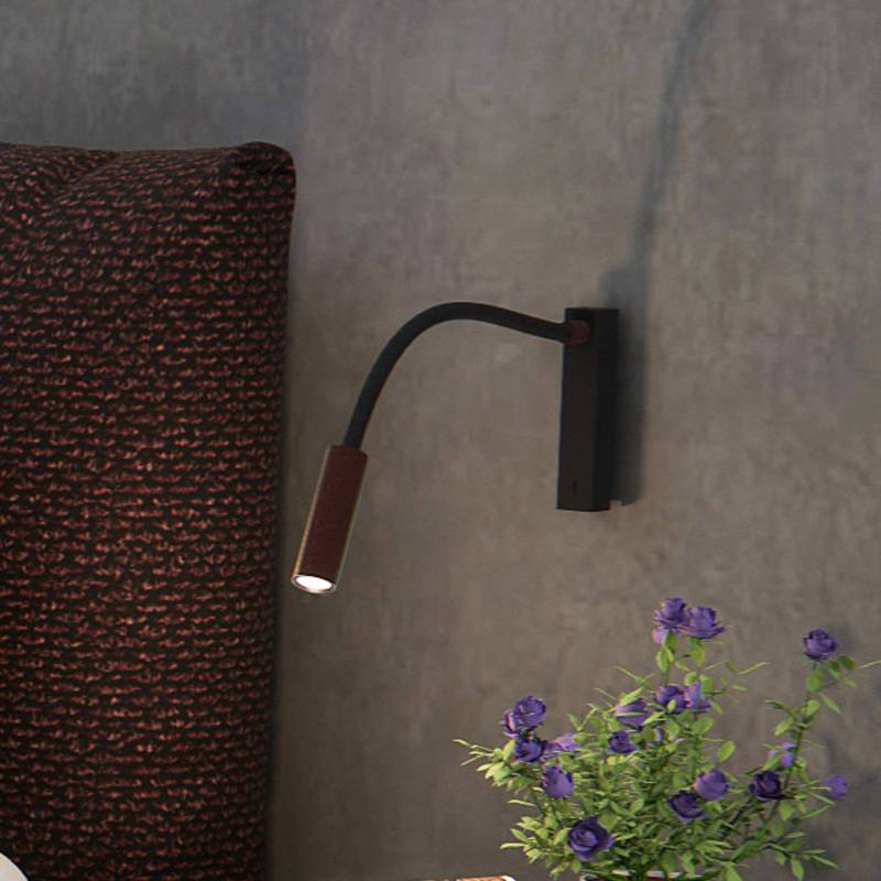 Molto Luce LED-Wandlampe Arok, schwarz/kaffeebraun, Alu von Molto Luce