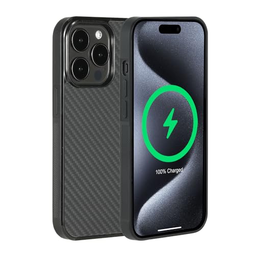 Molvee Clutch Series Magnetische Hülle für iPhone 15 Pro mit echter Aramidfaser, Anti-Rutsch-Seiten, kompatibel mit MagSafe-Ladegeräten und Zubehör, Schwarz/Aramidfaser Molvee Clutch Series Magnetische Hülle für iPhone 15 Pro mit echter Aramidfaser, Anti-Rutsch-Seiten, kompatibel mit MagSafe-Ladegeräten und Zubehör, Schwarz/Aramidfaser von Molvee