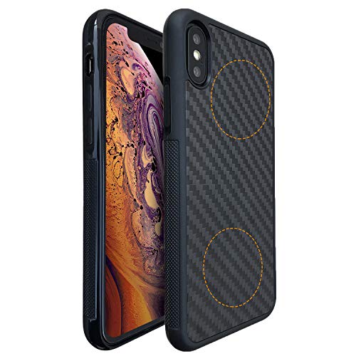 molzar Grip-Serie für iPhone Xs und iPhone X Hülle mit echter Web-Carbonfaser, integrierte Metallplatte für magnetische Halterung, funktioniert mit Qi-zertifizierten Ladegeräten, glänzendes molzar Grip-Serie für iPhone Xs und iPhone X Hülle mit echter Web-Carbonfaser, integrierte Metallplatte für magnetische Halterung, funktioniert mit Qi-zertifizierten Ladegeräten, glänzendes von Molzar