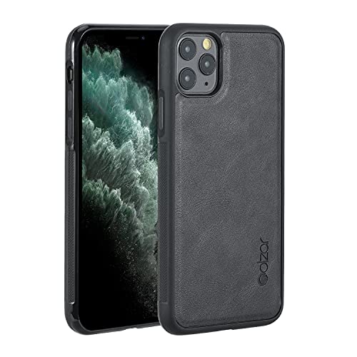 Molzar GripBig Series iPhone 11 Pro Max Hülle mit Kunstleder, integrierte Metallplatte für magnetische Autohalterung, kabellose Ladeunterstützung, kompatibel mit iPhone 11 Pro Max, Schwarz/Schwarz von Molzar