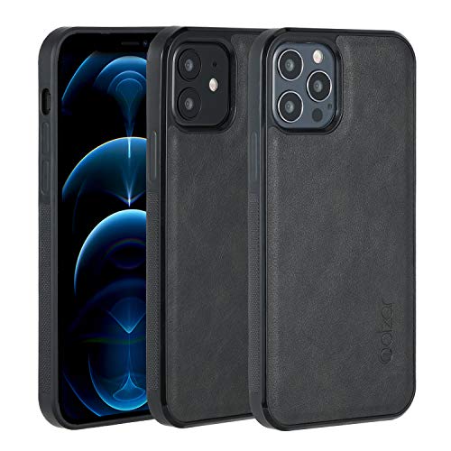 Molzar GripBig Series iPhone 12 und 12 Pro Hülle mit Kunstleder, integrierte Metallplatte für magnetische Autohalterung, kabellose Ladeunterstützung, kompatibel mit iPhone 12/12 Pro, Schwarz/Schwarz Molzar GripBig Series iPhone 12 und 12 Pro Hülle mit Kunstleder, integrierte Metallplatte für magnetische Autohalterung, kabellose Ladeunterstützung, kompatibel mit iPhone 12/12 Pro, Schwarz/Schwarz von Molzar