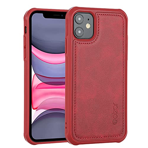 Molzar MAG Series iPhone 11 Hülle mit Kunstleder, integrierte Metallplatte für magnetische Autohalterung, kabellose Ladeunterstützung, kompatibel mit iPhone 11, Rot Molzar MAG Series iPhone 11 Hülle mit Kunstleder, integrierte Metallplatte für magnetische Autohalterung, kabellose Ladeunterstützung, kompatibel mit iPhone 11, Rot von Molzar