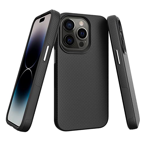 Molzar Shield Series iPhone 14 Pro/13 Pro Hülle mit dreieckigem Texturgriff, integrierte Metallplatte für magnetische Halterung, kabellose Ladeunterstützung, Schwarz Molzar Shield Series iPhone 14 Pro/13 Pro Hülle mit dreieckigem Texturgriff, integrierte Metallplatte für magnetische Halterung, kabellose Ladeunterstützung, Schwarz von Molzar