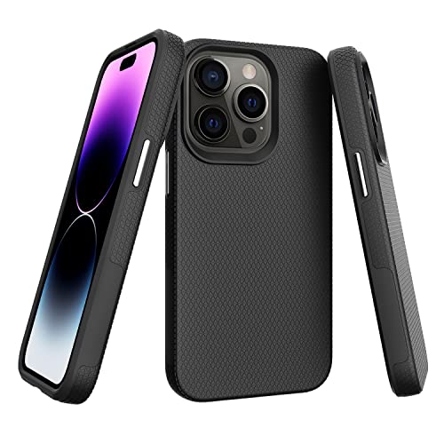 Molzar Shield Series iPhone 14 Pro Max Hülle mit Dreiecks-Texturgriff, integrierte Metallplatte für magnetische Halterung, kabellose Ladeunterstützung, Schwarz Molzar Shield Series iPhone 14 Pro Max Hülle mit Dreiecks-Texturgriff, integrierte Metallplatte für magnetische Halterung, kabellose Ladeunterstützung, Schwarz von Molzar