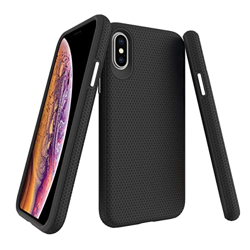 Molzar Shield Series iPhone Xs Hülle und iPhone X Hülle mit integrierter Metallplatte für magnetische Autohalterung, kabellose Ladeunterstützung, kompatibel mit iPhone Xs/X, Schwarz von Molzar