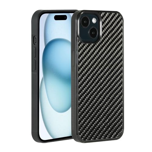 molzar Grip-Serie für iPhone 15 Hülle mit echter Karbonfaser, integrierter Metallplatte für magnetische Halterung, unterstützt kabelloses Laden, kompatibel mit iPhone 15, Schwarz/Weave von Molzar