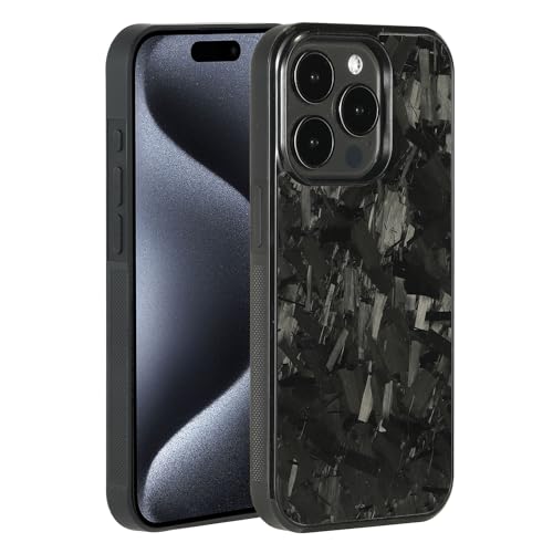 molzar Grip-Serie für iPhone 15 Pro Hülle mit echter geschmiedeter Kohlefaser, integrierter Metallplatte für magnetische Halterung, unterstützt kabelloses Laden, kompatibel mit iPhone 15 Pro, von Molzar