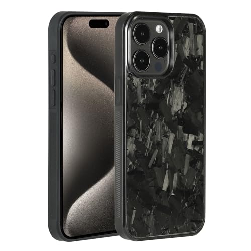 molzar Grip Series für iPhone 15 Pro Max Hülle mit echter geschmiedeter Kohlefaser, integrierter Metallplatte für magnetische Halterung, unterstützt kabelloses Laden, kompatibel mit iPhone 15 Pro Max, von Molzar