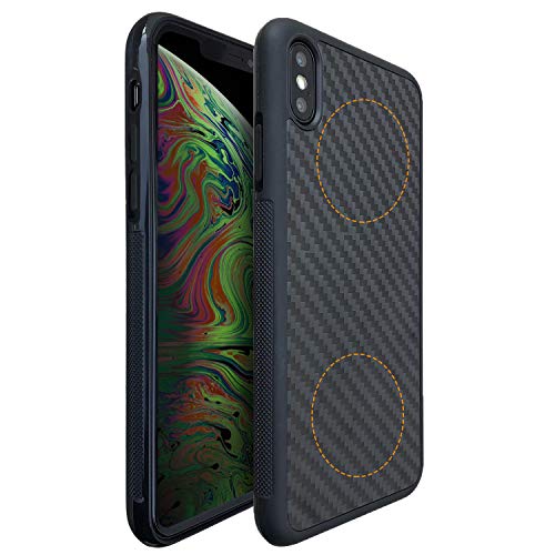 molzar Grip-Serie für iPhone Xs Max Hülle mit echter Web-Karbonfaser, integrierte Metallplatte für magnetische Halterung, funktioniert mit Qi-zertifizierten Ladegeräten, glänzendes Schwarz/Webart molzar Grip-Serie für iPhone Xs Max Hülle mit echter Web-Karbonfaser, integrierte Metallplatte für magnetische Halterung, funktioniert mit Qi-zertifizierten Ladegeräten, glänzendes Schwarz/Webart von Molzar
