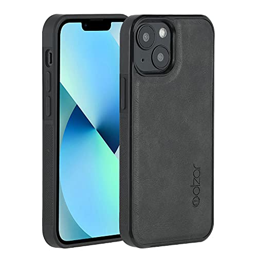 molzar GripBig Serie für iPhone 13 Mini Hülle, Eingebaute Metallplatte für Magnethalterung, Unterstützung des kabellosen Ladens, kompatibel mit iPhone 13 Mini, Schwarz/Schwarz von Molzar