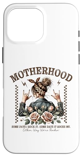 Lustiger Muttertag Mutterschaft Mama Rock Star Messy Bun Mom Hülle für iPhone 16 Pro Max Lustiger Muttertag Mutterschaft Mama Rock Star Messy Bun Mom Hülle für iPhone 16 Pro Max von Mom Tees NYC