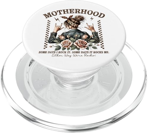 Lustiger Muttertag Mutterschaft Mama Rock Star Messy Bun Mom PopSockets PopGrip für MagSafe Lustiger Muttertag Mutterschaft Mama Rock Star Messy Bun Mom PopSockets PopGrip für MagSafe von Mom Tees NYC