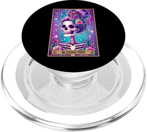 Tarotkarte für Mütter mit Aufschrift "Blessed Mom Mama" Messy Bun Loved Mommy Mum Mother PopSockets PopGrip für MagSafe von Mom Tees NYC