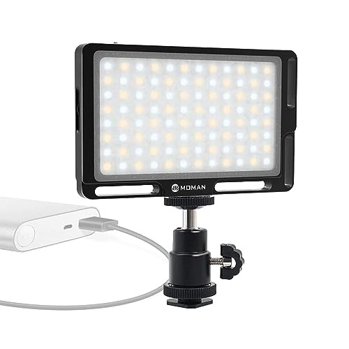 Moman LED Videoleuchte Dimmbare Videolicht 3000K-6500K Kamera Licht CRI96+/TLCI98+ Dauerlicht mit eingebautem Akku Tragbar Mini Alu Fotolampe für DSLR Camcorder von Moman