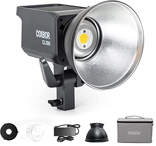 LED Videoleuchte, Colbor CL100 LED Fotografie Licht 100W 2700K-6500K CRI 97+ Dimmbar APP Steuerung mit Bowens Mount Tagelicht für Videoaufnahme, Dauerlicht-Video-Leuchte-Studio-Fotolampe von Moman