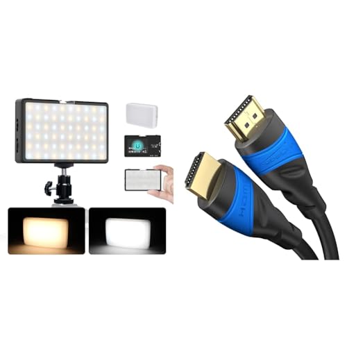 LED Videoleuchte, Moman ML8 Mini Videolicht mit Diffusor & KabelDirekt – 4K HDMI-Kabel – 10 m – 4K@60Hz von Moman