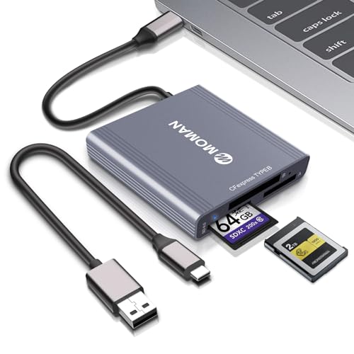 Moman CFexpress Typ B Kartenleser, Typ A, SD Kartenleser, USB-C, USB-A 10Gbps USB 3.1 Gen 2 CF Express Type A Type B Memory Card Reader von Moman