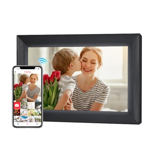 Moman Digitaler Bilderrahmen WF11T, 10,1 Zoll WiFi IPS Touchscreen Fotorahmen 32GB Speicher Wandmontagefähig für Familie Freunde Geburtstag Jubiläum, Digitaler-Bilderrahmen-Wlan-10-Zoll von Moman