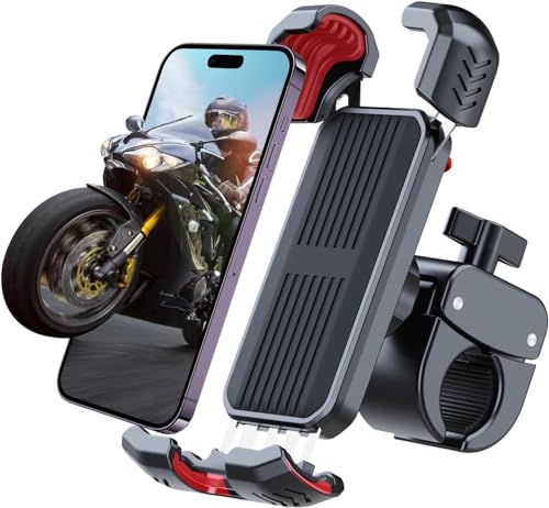 Moman Handyhalterung Fahrrad, PME1 Universal Motorrad Handyhalter 360° Drehbar Lenker Holder Handy Halterung Kompatibel mit iPhone Samsung 4.5''-7.0'' Handys, Fahrrad-Lenker-Handy-Halterung-Motorrad von Moman