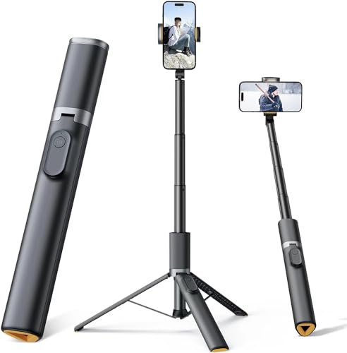 Moman IST01 Selfie Stick Stativ, 153cm Aluminium Handy Stativ Tragbar Stativ Handyhalter Selfie Stange für Smartphones, All in 1 Selfiestick von Moman