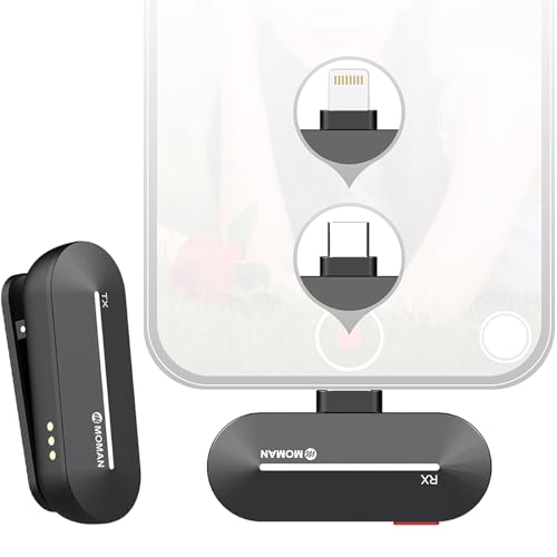 Moman Lavalier-Funkmikrofon-Ansteckmikrofon-USB-C-Kabellos 2.4GHz Auto Noise Canceling 120m für Android Huawei Psmart Mate P40 Samsung Galaxy Type-C Handy Smartphone Laptop Tablet MacBook CP1(C) von Moman