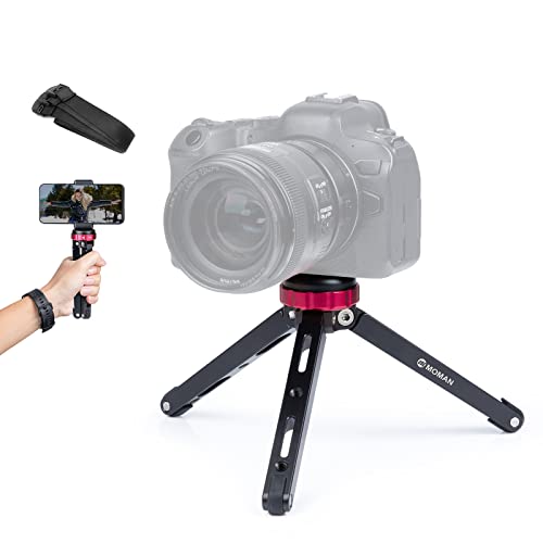 Moman Mini Tripod TR01 Small Stativ Tischstativ Klein Kamerastativ CNC Aluminium 1/4 3/8 Schraubbefestigung max.80kg Belastung für DSLR Kamera Smartphone Gimbal, Rosa von Moman