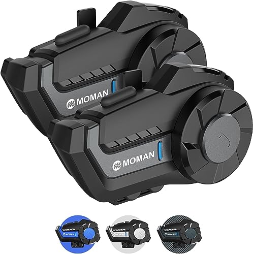 Moman Motorrad Intercom Headset, H2 Pro【2 Pack Schwarz】 Motorradhelm Gegensprechanlage Kommunikationssystem 1000M Wireless mit DSP&CVC Geräuschunterdrückung, Motorrad-Intercom-Headset-Helm-Motorcycle von Moman