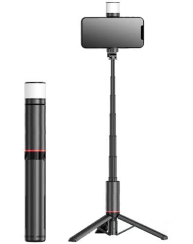 Moman Q12S Selfie Stick Stativ, 77cm Aluminium Handy Stativ Tragbar Stativ Handyhalter Selfie Stange für Smartphones, All in 1 Selfiestick von Moman