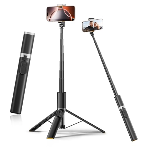Moman Selfie Stick Stativ, IST01 Tragbar Stativ Handyhalter 153CM Aluminium Handy Stativ Ständer Selfie Stange für Smartphones, 360°Drehbar All in 1 Selfiestick von Moman