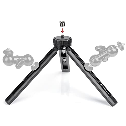 Mini Stativ, Moman TR01S Klein Dreibein Tischstativ Tripod Kamerastativ Ständer aus Aluminium mit 1/4 und 3/8 Schraube, Max. 5kg Belastung Mini Stativ, Moman TR01S Klein Dreibein Tischstativ Tripod Kamerastativ Ständer aus Aluminium mit 1/4 und 3/8 Schraube, Max. 5kg Belastung von Moman