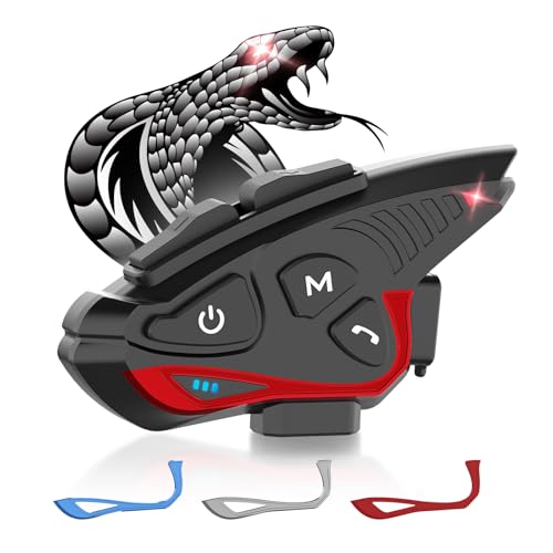 Moman Motorrad Headset Intercom, CP-S Motorradhelm Kommunikationssystem für 8 Motorräder mit 2000M HiFi-Lautsprechern Mehrfache Rauschunterdrückung Musik Teilen FM Radio Wasserdicht (Einzelpack) von Moman