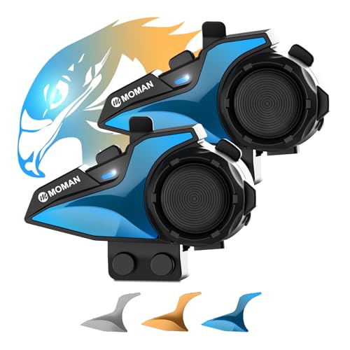 Motorrad Headset Intercom, Moman H2E Adlerähnliches Motorradhelm Kommunikationssystem mit Dual-Chip für Audio-Multitasking Helm Gegensprechanlage Kopfhörer mit HiFi/Musik Teilen/FM/AI Sprache (2 Pack) Motorrad Headset Intercom, Moman H2E Adlerähnliches Motorradhelm Kommunikationssystem mit Dual-Chip für Audio-Multitasking Helm Gegensprechanlage Kopfhörer mit HiFi/Musik Teilen/FM/AI Sprache (2 Pack) von Moman