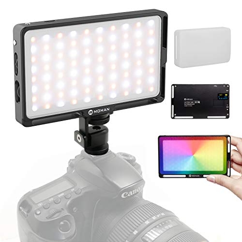 RGB Videoleuchte, Moman Led Video Light Dimmbare Videolicht 2500~8500K Kamera Licht CRI96+/TLCI98+ Dauerlicht Tragbar Mini Fotolampe für DSLR Camcorder, Videoleuchte-LED-Licht-Video-Kamera von Moman