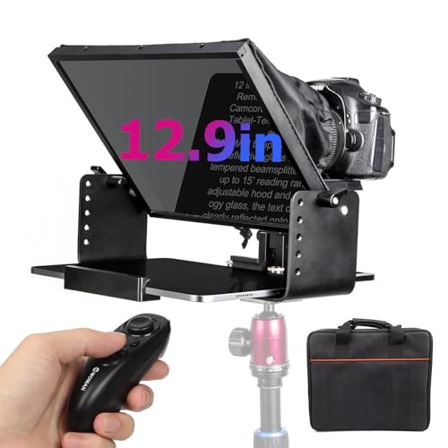 Teleprompter, Moman MT12 12 Zoll Prompter Tablet mit APP Fernbedienung, Metall Prompting Kit Hochauflösendes Display für Camcorder Kamera iPad iPhone Mobile, Tablet-Teleprompter-Smartphone-Kamera-DSLR von Moman