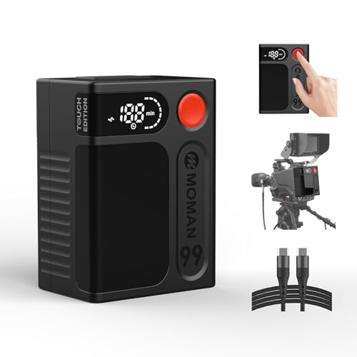 V Mount Akku, Moman Power 99 Touch Mini V-Lock Batterie 99Wh/6900mAh mit Berührungstaste&LED Bildschirm 65W PD USB-C/A/D-Tap/DC 8.4V/BP Anschluss, Klein Battery für Kamera Camcorder BMPCC Monitor V Mount Akku, Moman Power 99 Touch Mini V-Lock Batterie 99Wh/6900mAh mit Berührungstaste&LED Bildschirm 65W PD USB-C/A/D-Tap/DC 8.4V/BP Anschluss, Klein Battery für Kamera Camcorder BMPCC Monitor von Moman