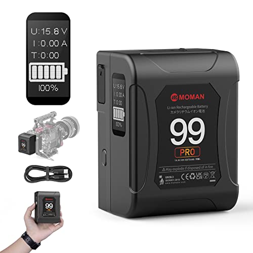 V Mount Akku,Moman Power 99 Pro Klein V-Lock Batterie 99Wh/6875mAh mit D-TAP/USB-C/A Ausgang 200W 15A Draw, Erstes OLED mit Zeitanzeige für Camcorder BMPCC Kamera Laptop, V-Mount-Akku-Mini-Battery V Mount Akku,Moman Power 99 Pro Klein V-Lock Batterie 99Wh/6875mAh mit D-TAP/USB-C/A Ausgang 200W 15A Draw, Erstes OLED mit Zeitanzeige für Camcorder BMPCC Kamera Laptop, V-Mount-Akku-Mini-Battery von Moman