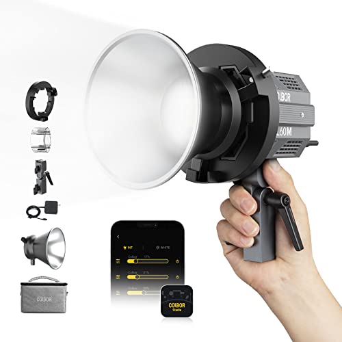 Videoleuchte, Colbor CL60M 65W COB Dauerlicht 5600K CRI97+ mit Bowens Mount App Steuerung, 7 Lichteffekte Fotografie für Fotostudio Videoaufnahme, LED-Videoleuchte-Studio-Dauerlicht-Tageslight von Moman