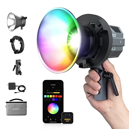 Videoleuchte, Colbor CL60R RGB COB Dauerlicht 65W 2700K-6500K Vollfarben LED-Videoleuchte TLCT97+ CRI97+ 13 Lichteffekte Tageslicht Beleuchtung mit Bowens Mount App, LED-Videoleuchte-RGB-COB-Studio von Moman