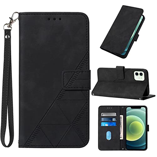 Kompatibel mit iPhone 12 Brieftaschen-Hülle/iPhone 12 Pro Brieftaschen-Hülle, [Ständer] [Handschlaufe] [Kartenfächer] [TPU-Innenschutzfolio-Klapphülle aus PU-Leder für iPhone 12/12 Pro 6.1 (schwarz) von Moment Dextrad