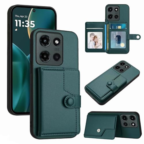 Moment Dextrad Schutzhülle für Moto G 2025, Kartenhalter, 5 mehrere Fächer, RFID-blockierend, TPU-Innenseite, doppellagig, Leder, Standfunktion, Klapphülle für Moto G 5G 2025, Grün von Moment Dextrad