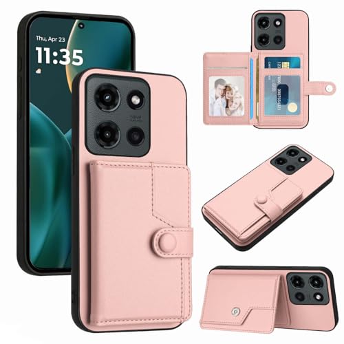 Moment Dextrad Schutzhülle für Moto G 2025, Kartenhalter, 5 mehrere Fächer, RFID-blockierend, TPU-Innenseite, doppellagig, Leder, Standfunktion, Klapphülle für Moto G 5G 2025 (Roségold) von Moment Dextrad